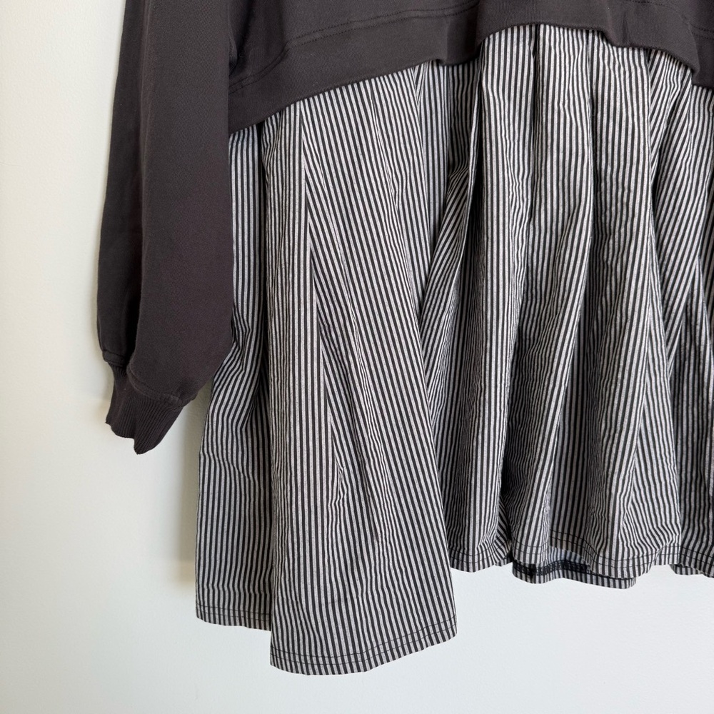 Free People Eleanor Black Combo Striped Sweatshirt Dress - Picture 6 of 8